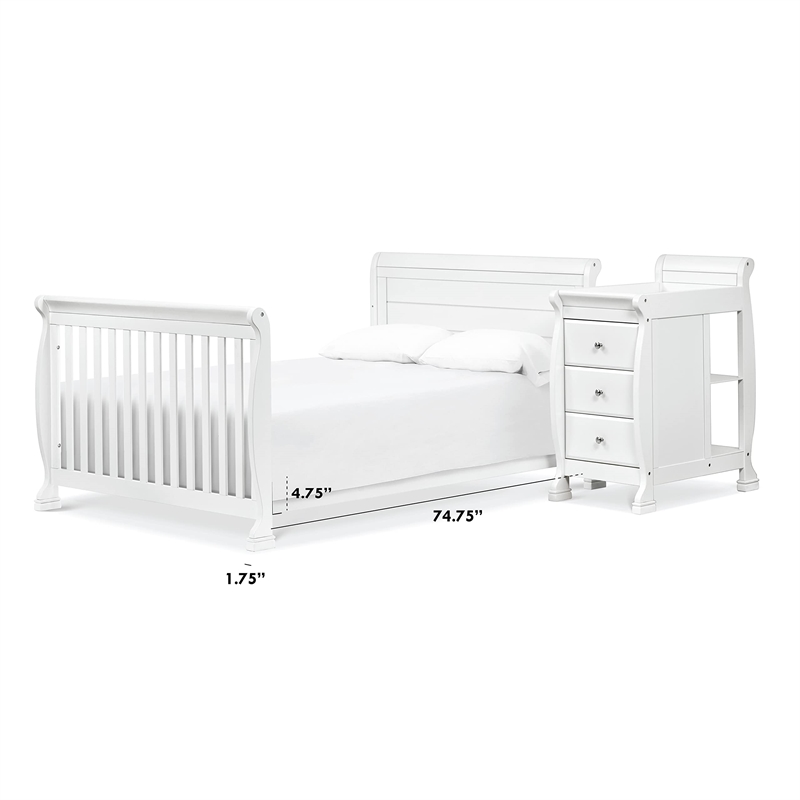 DaVinci Kalani Full-Size Pine Wood Bed Conversion Kit In White
