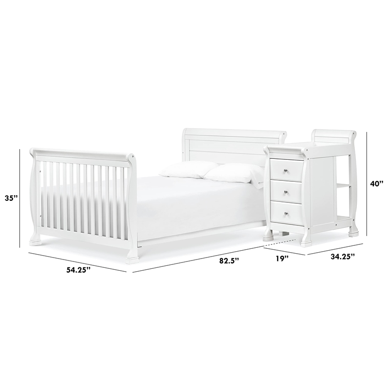 DaVinci Kalani Full-Size Pine Wood Bed Conversion Kit In White