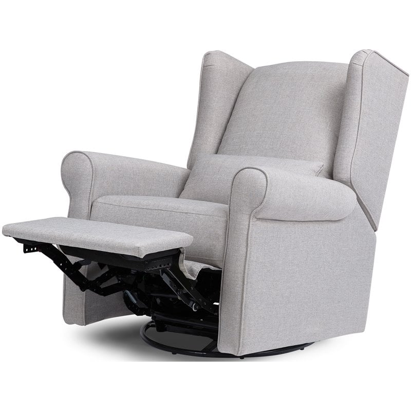 DaVinci Hayden Polyester Fabric Recliner and Swivel Glider in Misty Gray