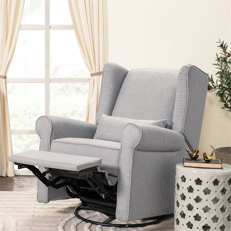 DaVinci Hayden Polyester Fabric Recliner and Swivel Glider in Misty Gray
