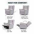 DaVinci Hayden Polyester Fabric Recliner and Swivel Glider in Misty Gray