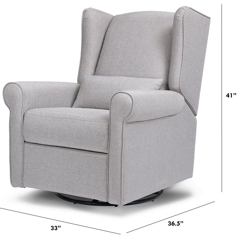 DaVinci Hayden Polyester Fabric Recliner and Swivel Glider in Misty Gray