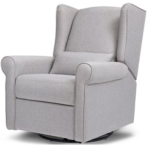 davinci hayden polyester fabric recliner and swivel glider in misty gray