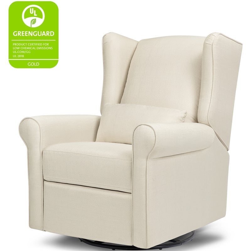 DaVinci Hayden Polyester Fabric Recliner and Swivel Glider in Natural Oat