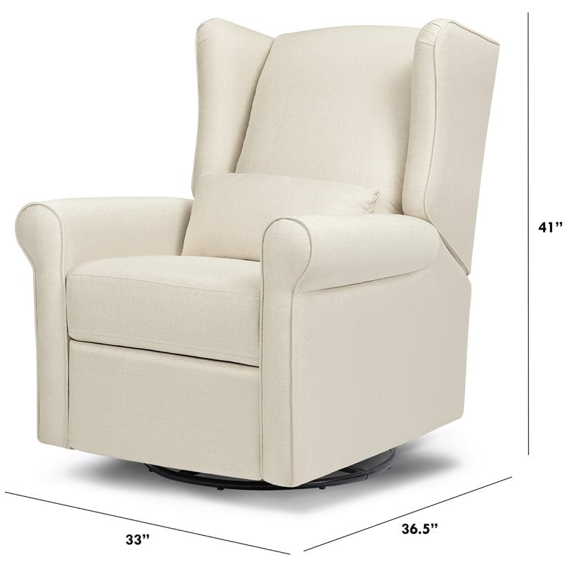 DaVinci Hayden Polyester Fabric Recliner and Swivel Glider in Natural Oat