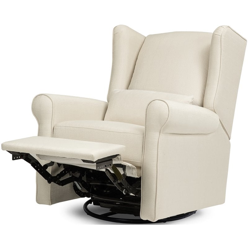 DaVinci Hayden Polyester Fabric Recliner and Swivel Glider in Natural Oat