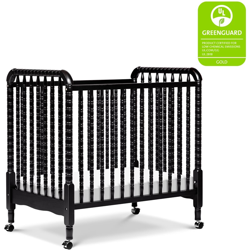 DaVinci Jenny Lind Pine Wood 3-in-1 Convertible Mini Crib in Ebony