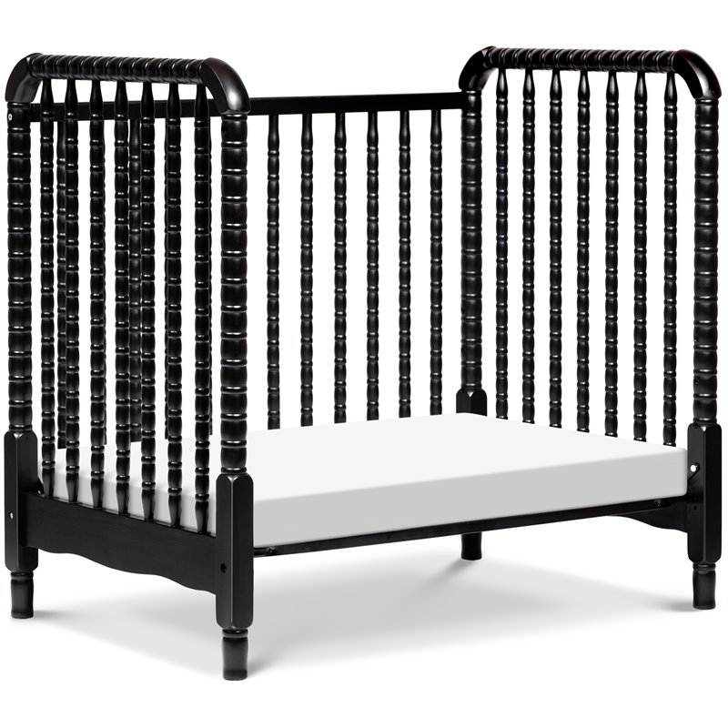 DaVinci Jenny Lind Pine Wood 3-in-1 Convertible Mini Crib in Ebony