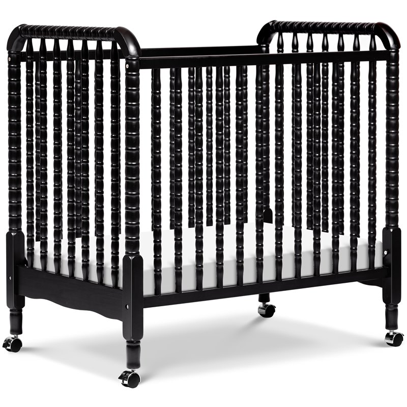 DaVinci Jenny Lind Pine Wood 3-in-1 Convertible Mini Crib in Ebony