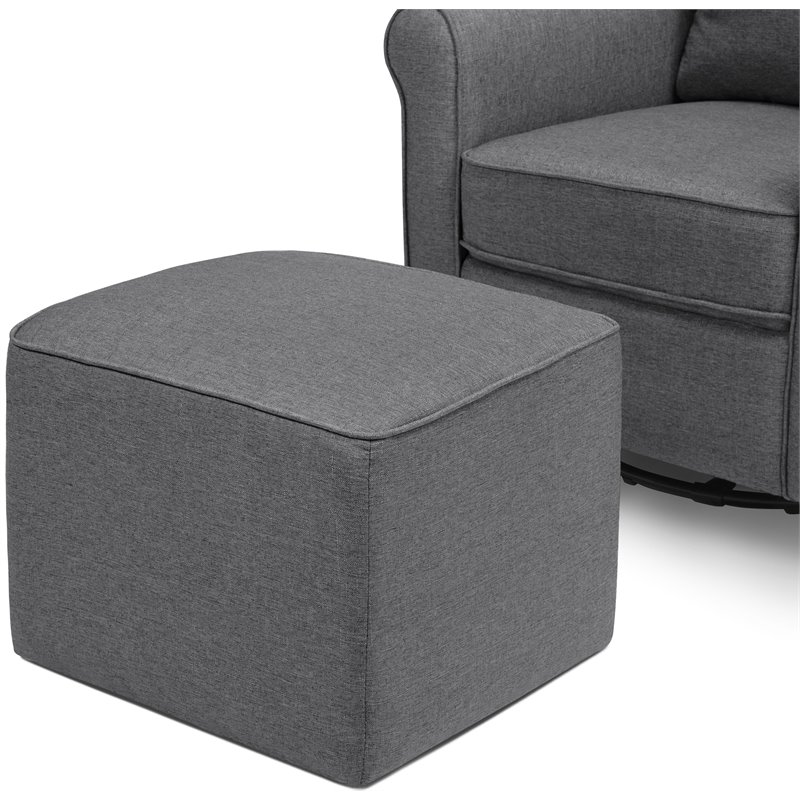 DaVinci Maya Polyester Fabric Swivel Glider and Ottoman in Shadow Gray