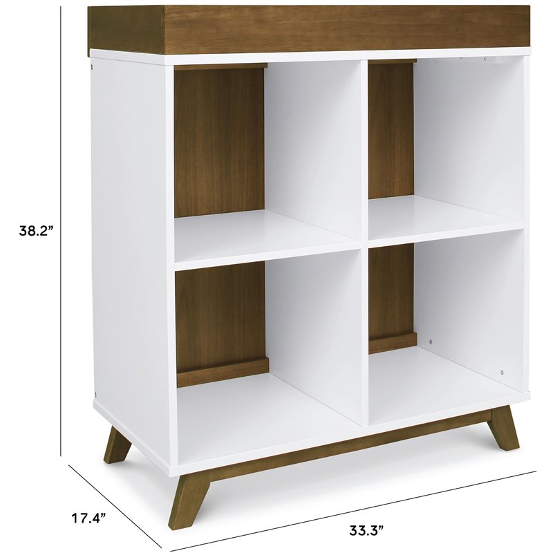 DaVinci Otto Pine Wood Convertible Changing Table/Cubby Bookcase in White/Walnut