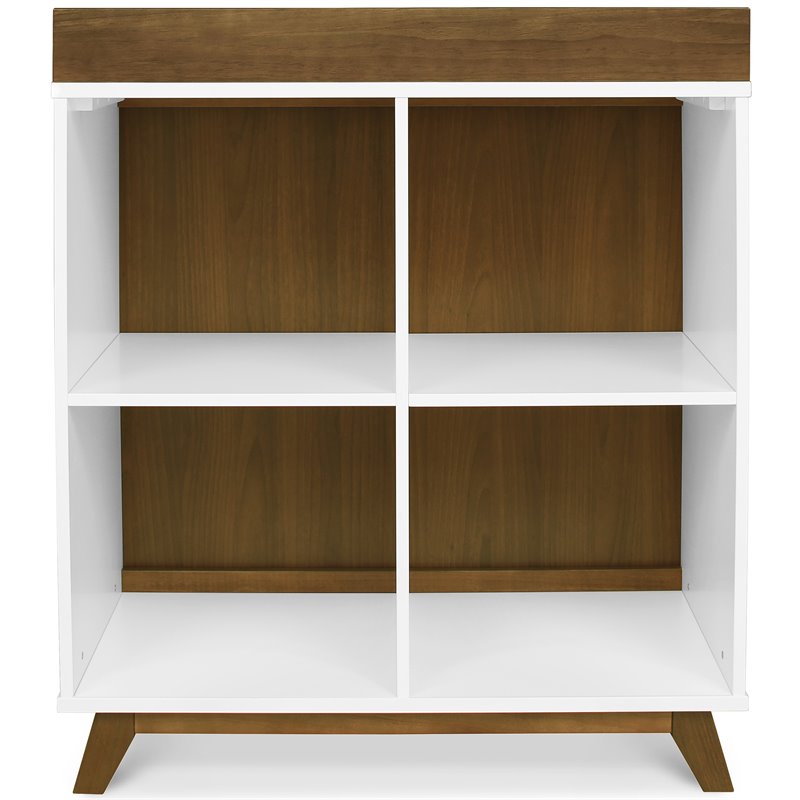 DaVinci Otto Pine Wood Convertible Changing Table/Cubby Bookcase in White/Walnut