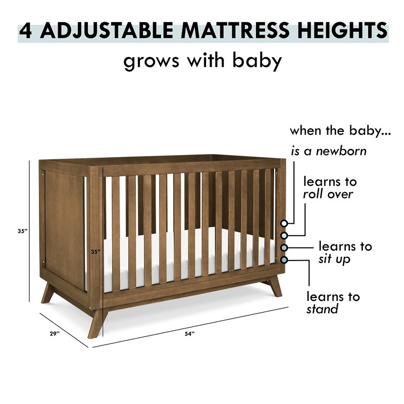 DaVinci Otto Pine Wood 3-in-1 Convertible Crib in Walnut