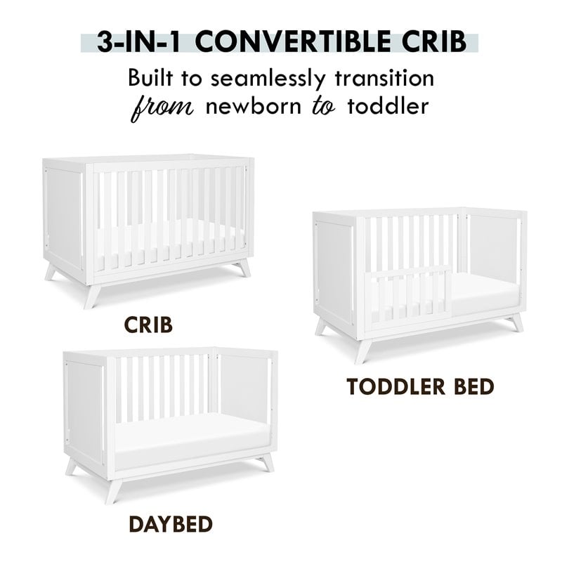 DaVinci Otto Pine Wood 3-in-1 Convertible Crib in White