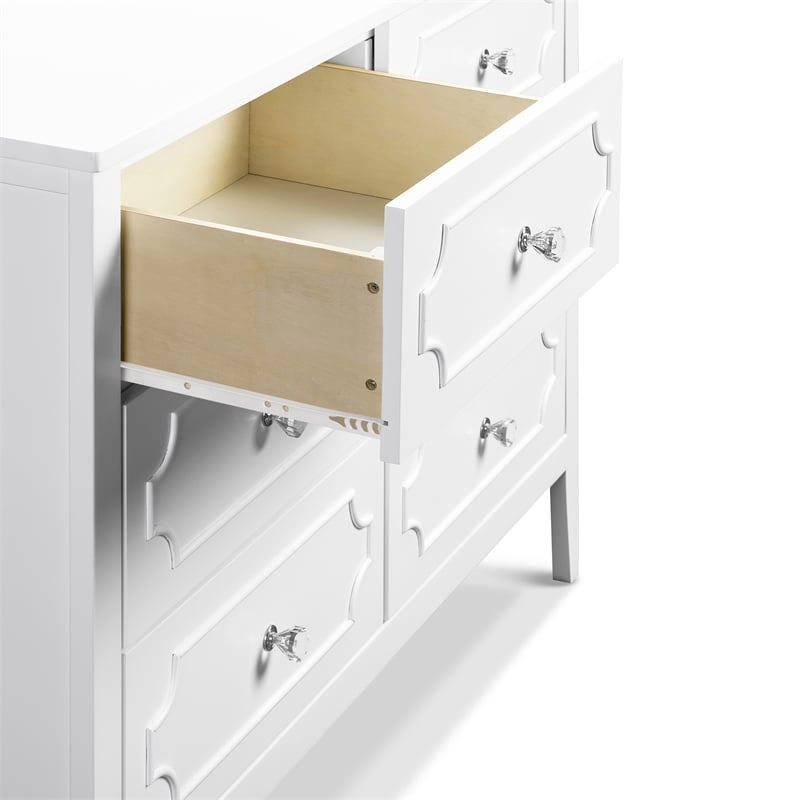 Davinci Chloe Regency 6-Drawer Modern Pine Wood and MDF Dresser in White