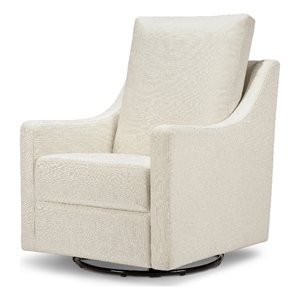 davinci field modern polyester fabric swivel glider in cotton weave cream