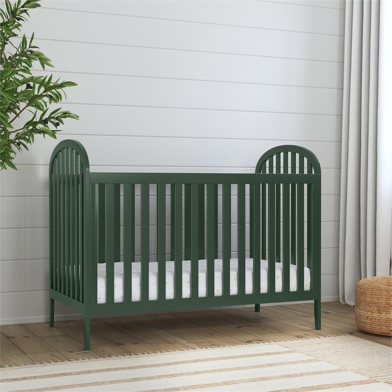 Davinci Beau Modern Pine Wood 3-In-1 Convertible Crib in Forest Green