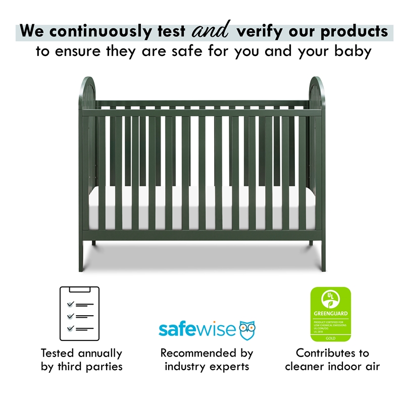 Davinci Beau Modern Pine Wood 3-In-1 Convertible Crib in Forest Green