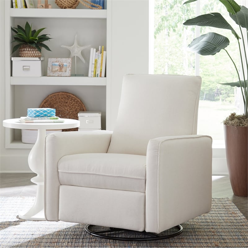 Davinci Penny Modern Polyester Fabric Recliner and Swivel Glider in Cream