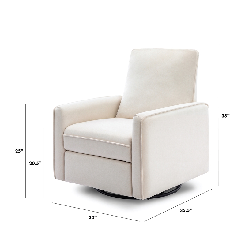 Davinci Penny Modern Polyester Fabric Recliner and Swivel Glider in Cream