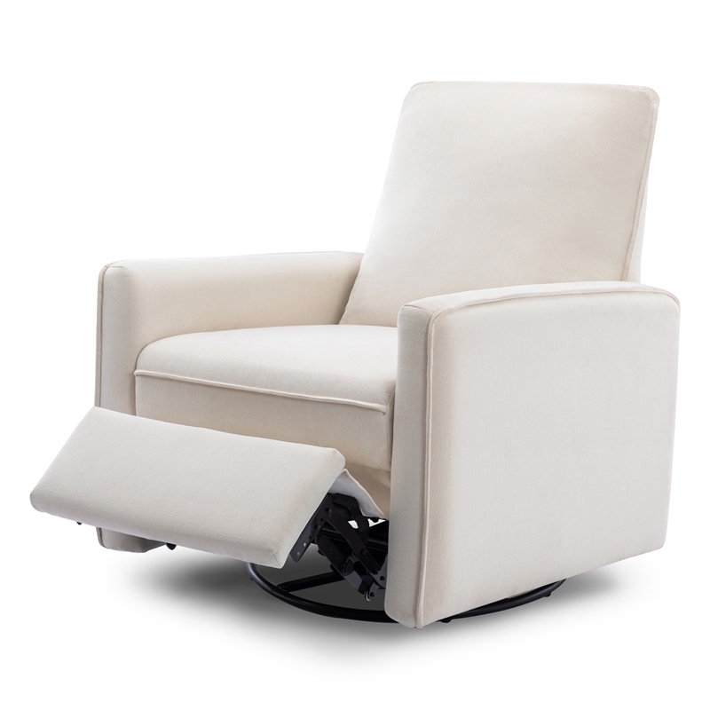 Davinci Penny Modern Polyester Fabric Recliner and Swivel Glider in Cream