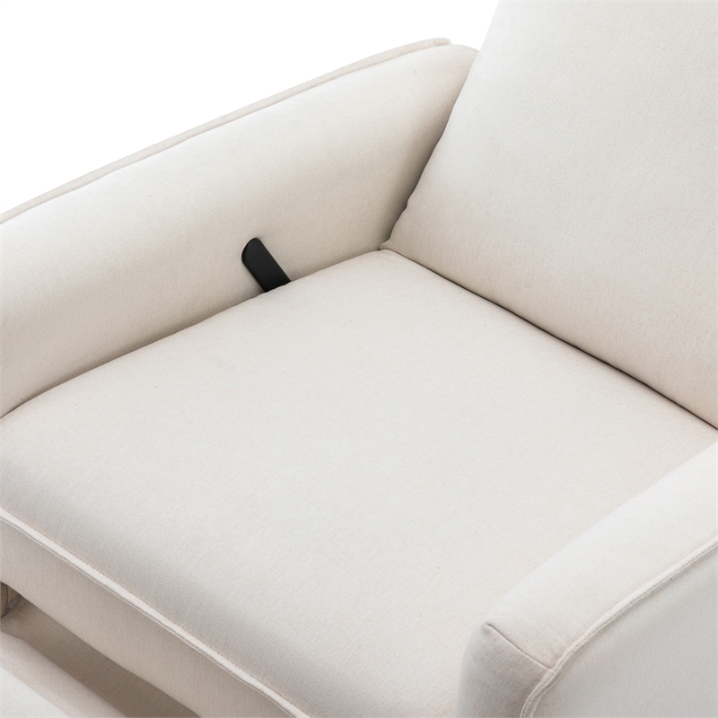 Davinci Penny Modern Polyester Fabric Recliner and Swivel Glider in Cream