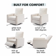 Davinci Penny Modern Polyester Fabric Recliner and Swivel Glider in Cream