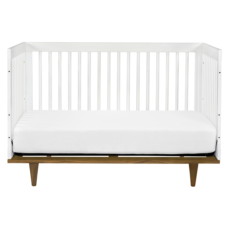 Davinci Marley Modern Pine Wood 3-In-1 Convertible Crib in White/Walnut