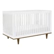 Davinci Marley Modern Pine Wood 3-In-1 Convertible Crib in White/Walnut