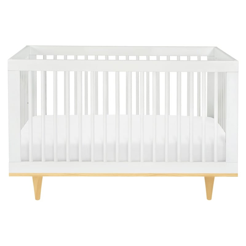 Davinci Marley Modern Pine Wood 3-In-1 Convertible Crib in White/Natural