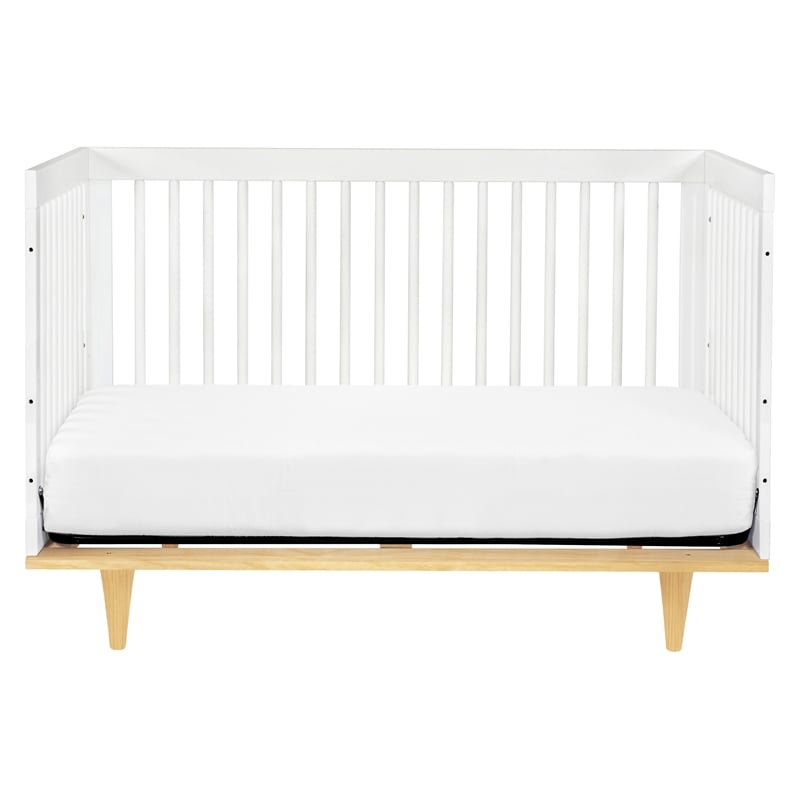 Davinci Marley Modern Pine Wood 3-In-1 Convertible Crib in White/Natural