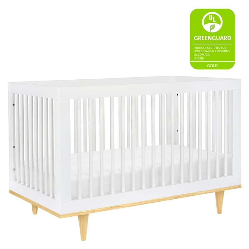Davinci Marley Modern Pine Wood 3-In-1 Convertible Crib in White/Natural
