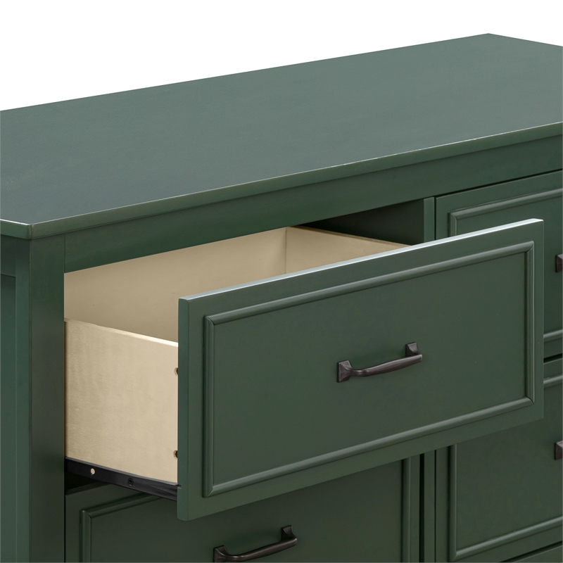 Davinci Charlie 6-Drawer Modern Pine Wood and MDF Double Dresser in Forest Green
