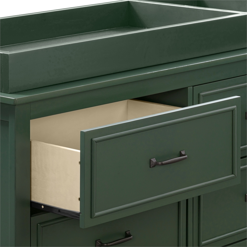 Davinci Charlie 6-Drawer Modern Pine Wood and MDF Double Dresser in Forest Green