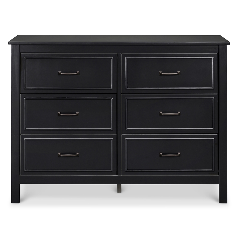 Davinci Charlie 6-Drawer Modern Pine Wood and MDF Double Dresser in Ebony Black