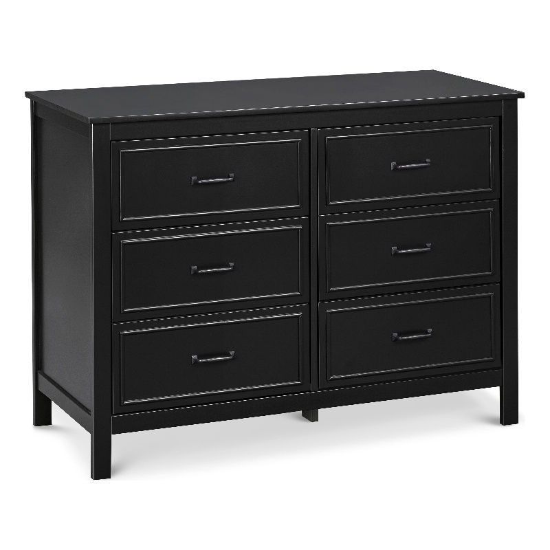 Davinci Charlie 6-Drawer Modern Pine Wood and MDF Double Dresser in Ebony Black