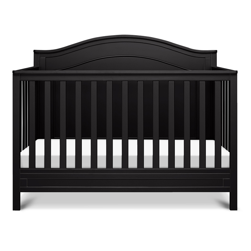Davinci Charlie Modern Pine Wood and MDF 4-In-1 Convertible Crib in Ebony Black