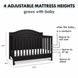 Davinci Charlie Modern Pine Wood and MDF 4-In-1 Convertible Crib in Ebony Black