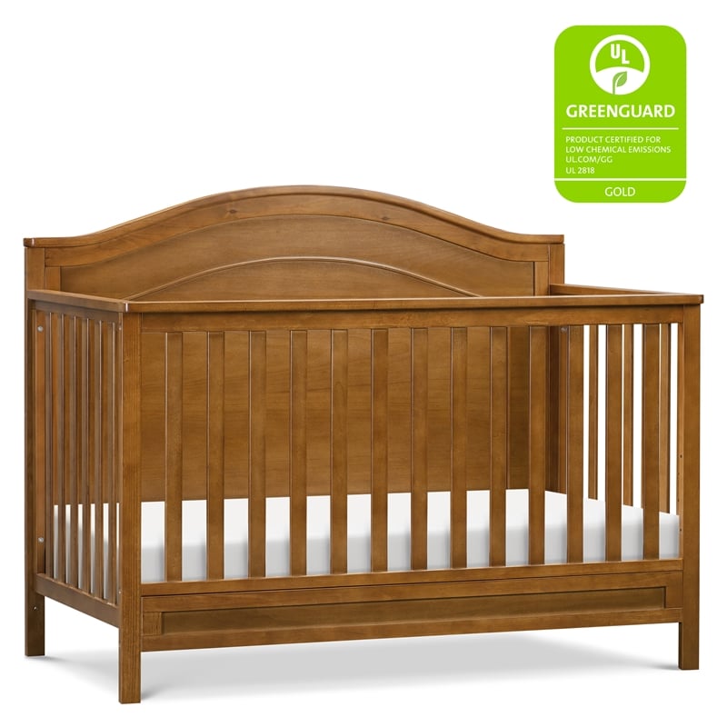 Davinci Charlie Modern Pine Wood and MDF 4-In-1 Convertible Crib in Chestnut