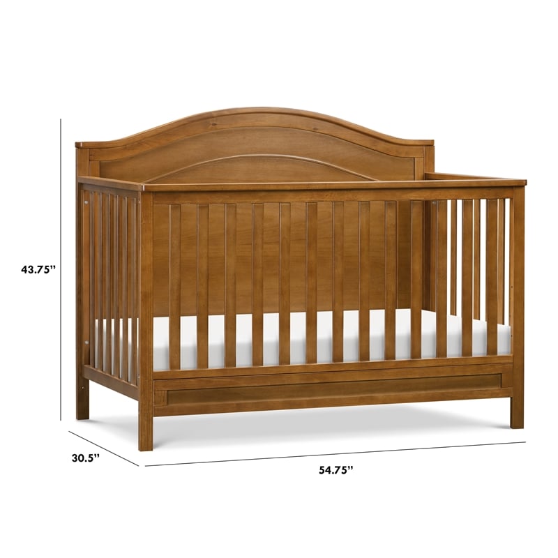 Davinci Charlie Modern Pine Wood and MDF 4-In-1 Convertible Crib in Chestnut