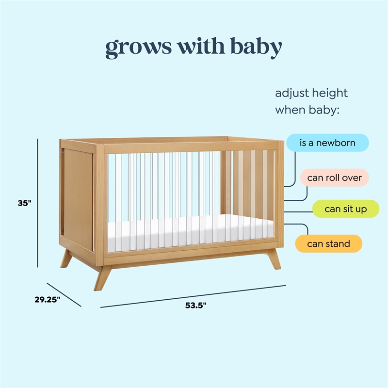 DaVinci Otto 3-in-1 Convertible Crib with Acrylic Slats in Light Brown