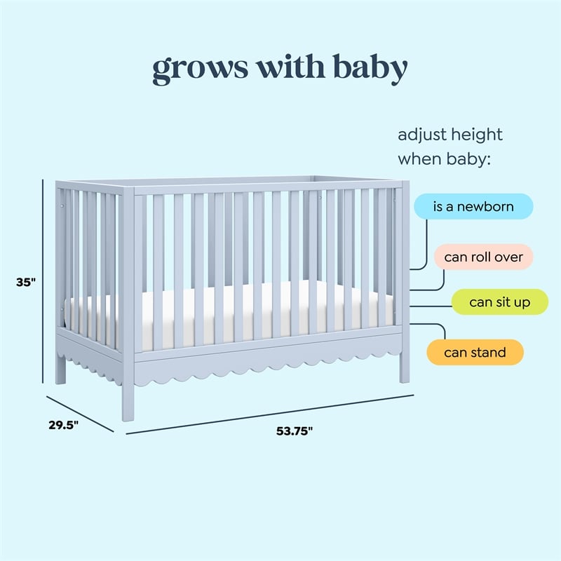 DaVinci Sammy Scallop 4-in-1  Convertible Crib in Light Blue