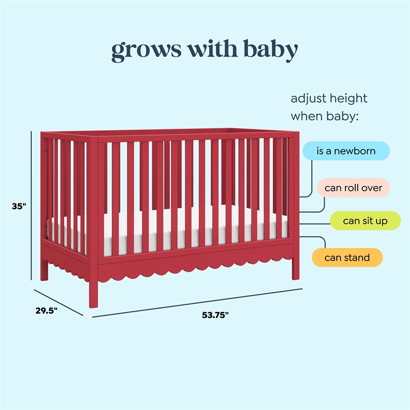 DaVinci Sammy Scallop 4-in-1  Convertible Crib in Red