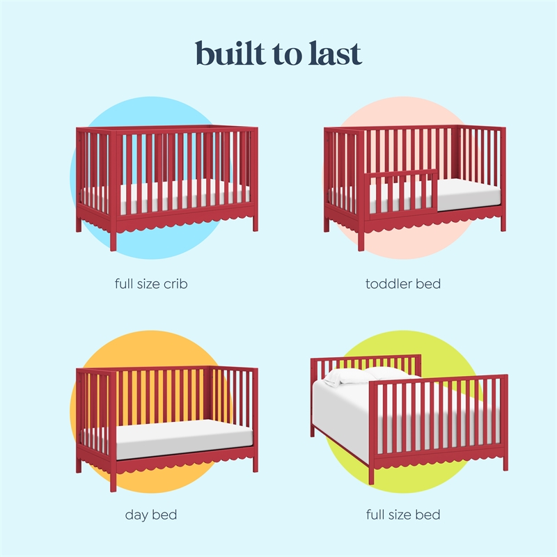 DaVinci Sammy Scallop 4-in-1  Convertible Crib in Red