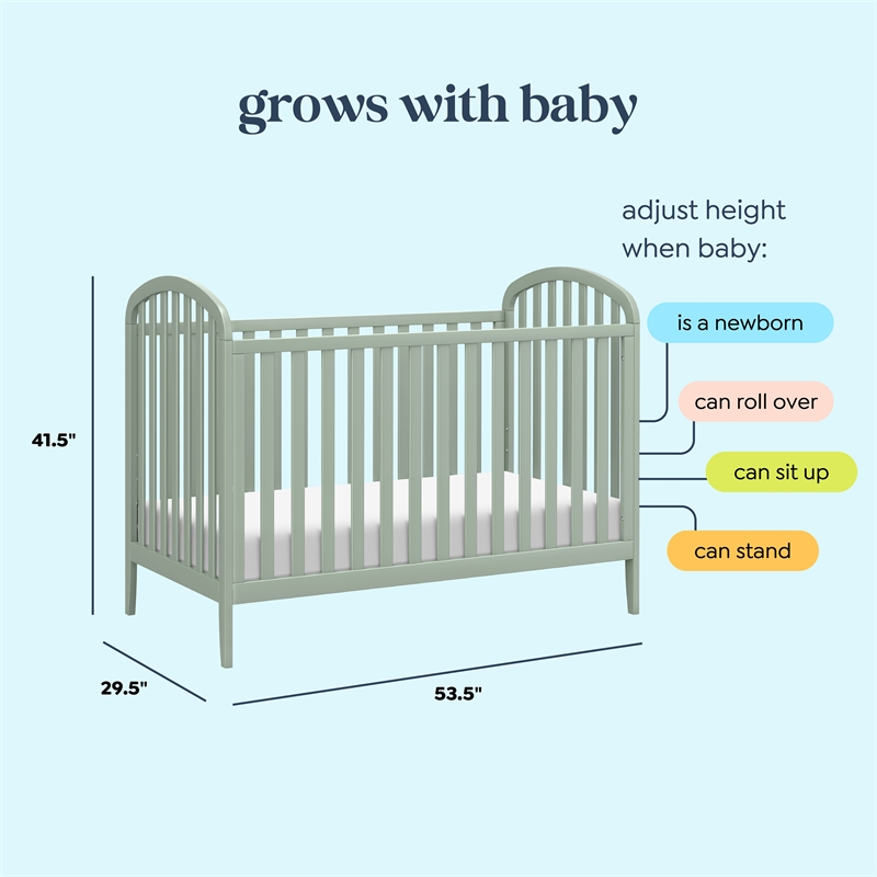 DaVinci Beau 3-in-1 Convertible Crib in Green