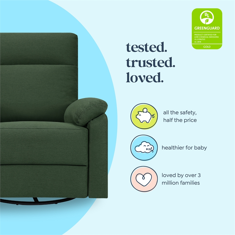 DaVinci Suzy Electronic Recliner and Swivel Glider/USB Charging Port in Green