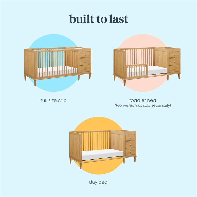 DaVinci Marley 3-in-1 Crib and Changer Combo in Light Brown