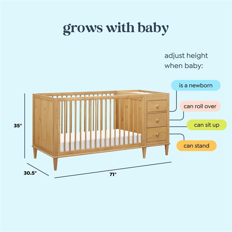 DaVinci Marley 3-in-1 Crib and Changer Combo in Light Brown