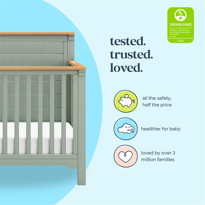 DaVinci Shea 4-in-1 Convertible Crib in Sage and Honey