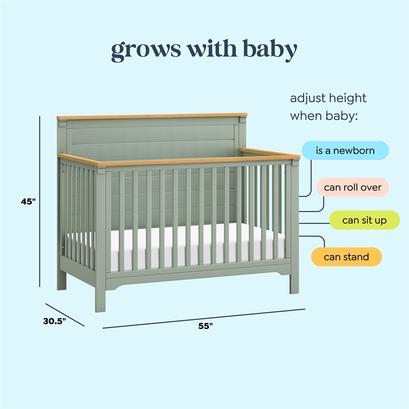 DaVinci Shea 4-in-1 Convertible Crib in Sage and Honey